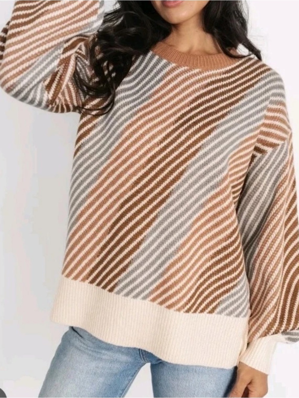 Baltic Born Multicolor Striped Cozy Oversized Crewneck Sweater Women’s 1X
